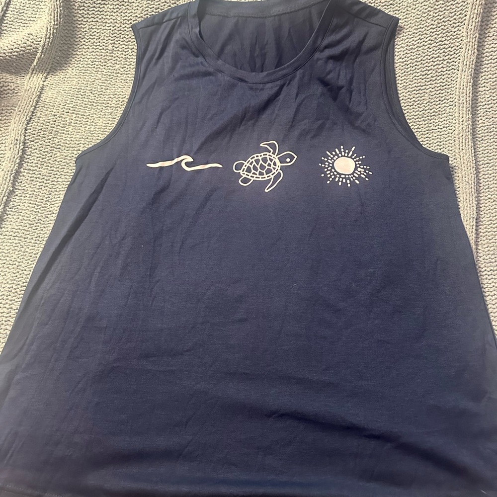 NWOT 3x blue tank top tropical beach